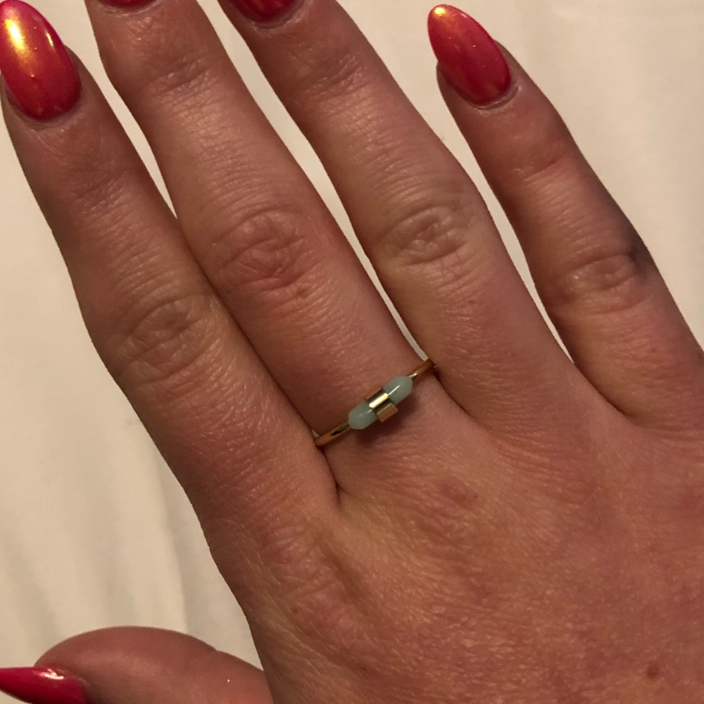 American Eagle Blue stone & gold ring